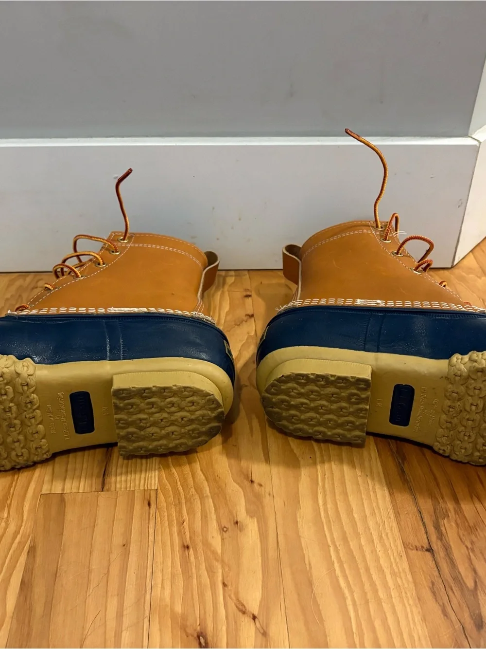L.L. Bean Women’s Navy & Tan Waterproof Duck Boots